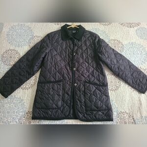 NEW Gap Quilted Jacket w/ Coduroy Collar Black sz XS